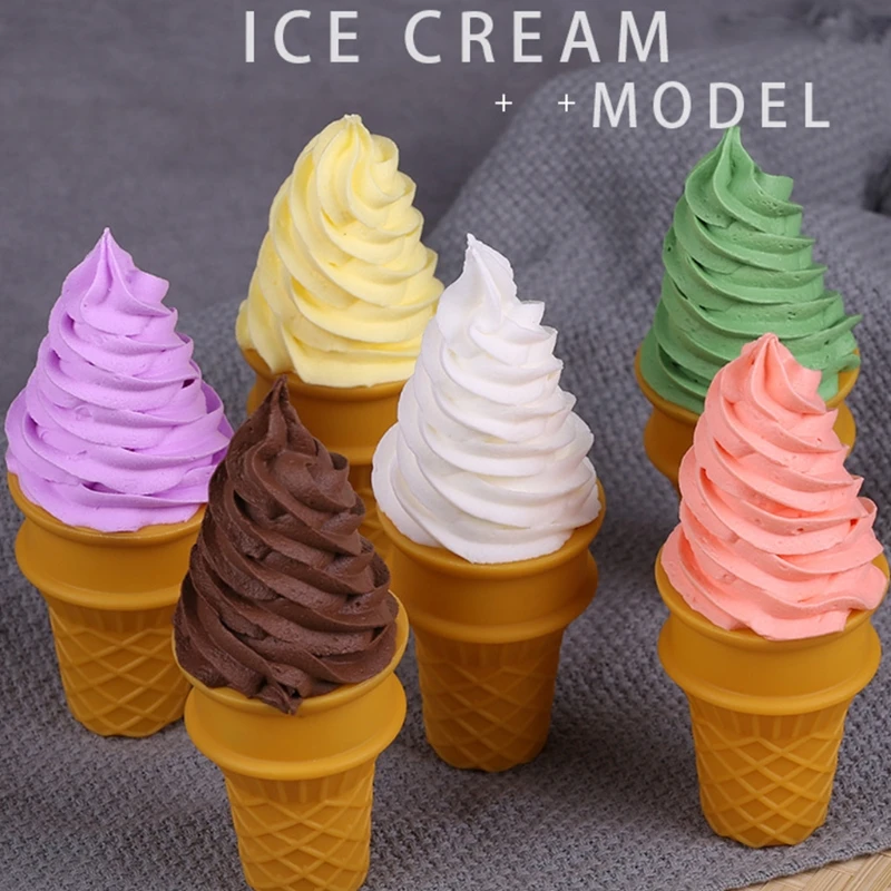 Simulation Ice Cream Model Realistic Artificial Ice Cream Cone Fake Food Dessert Shop Window Display Model Photo Props Kids Toy