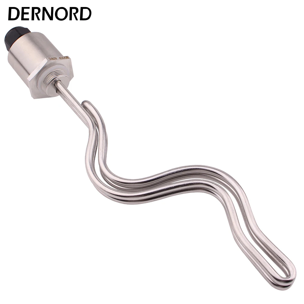 DERNORD Heater 240v 4.5kw/5.5kw/6.5kw 1"NPT Screw-in Type Water Heater Folded Ripple Heating Element with Stainless Steel Cover