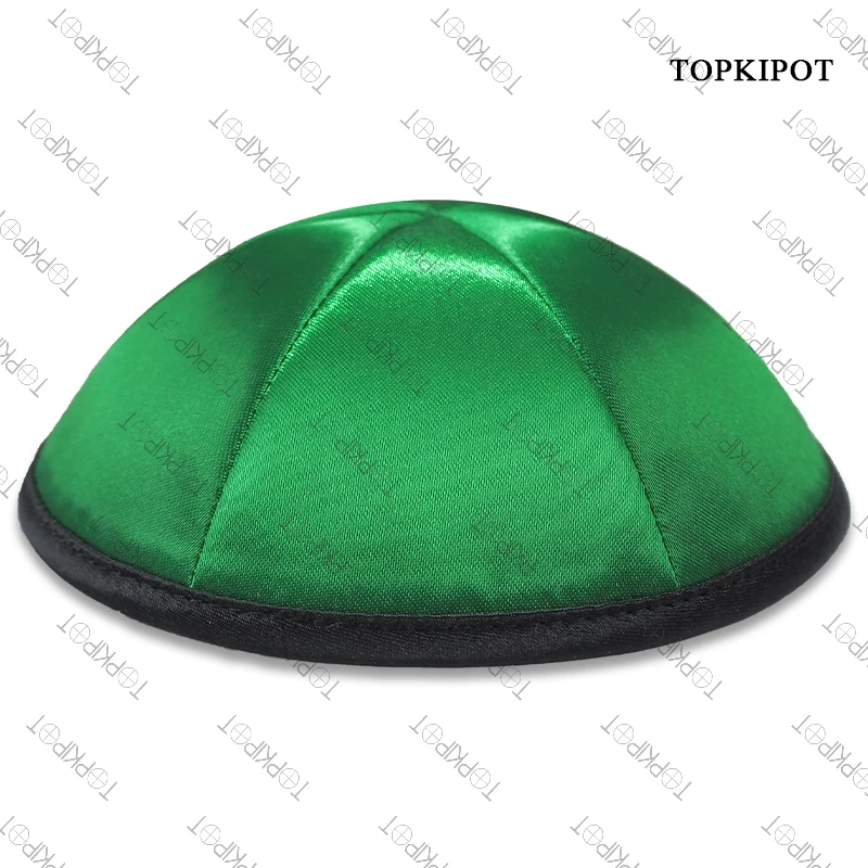 The green cap is hemmed black Customized Ethnic Jewish Yarmulke and Wedding Kippot Premium Kippahs for Ceremonies & Celebrations