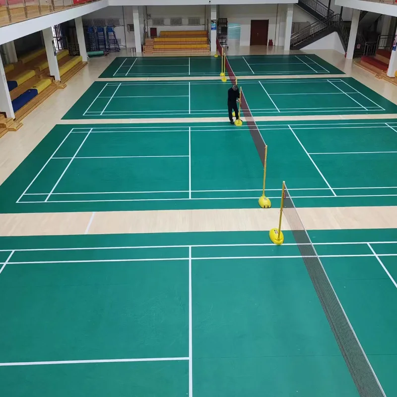 Beable terjangkau standar vinil profesional Solusi lapangan Badminton hijau merah ungu 4.5 sampai 8.0mm ketebalan PVC lantai olahraga