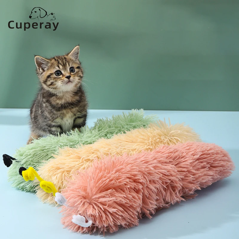 Sound Paper Cat Toy with Catnip Caterpillar Long Strip Plush Pillow Pet Catch Toy Kitten Relieve Boredom Molar Interactive Toys