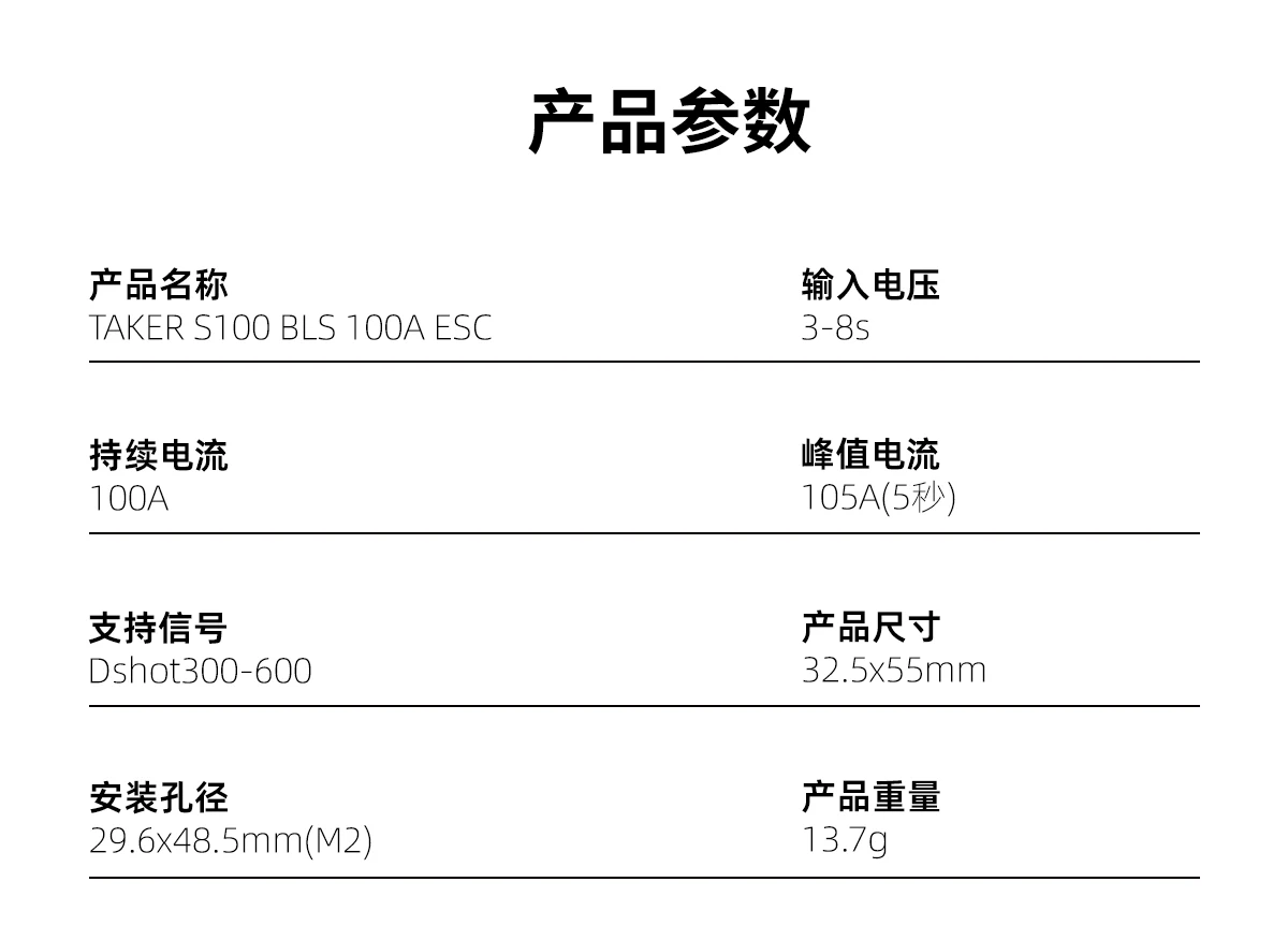 Części zamienne FPV GEPRC TAKER S100 3-8S BLS 100A Dshot300-600 ESC