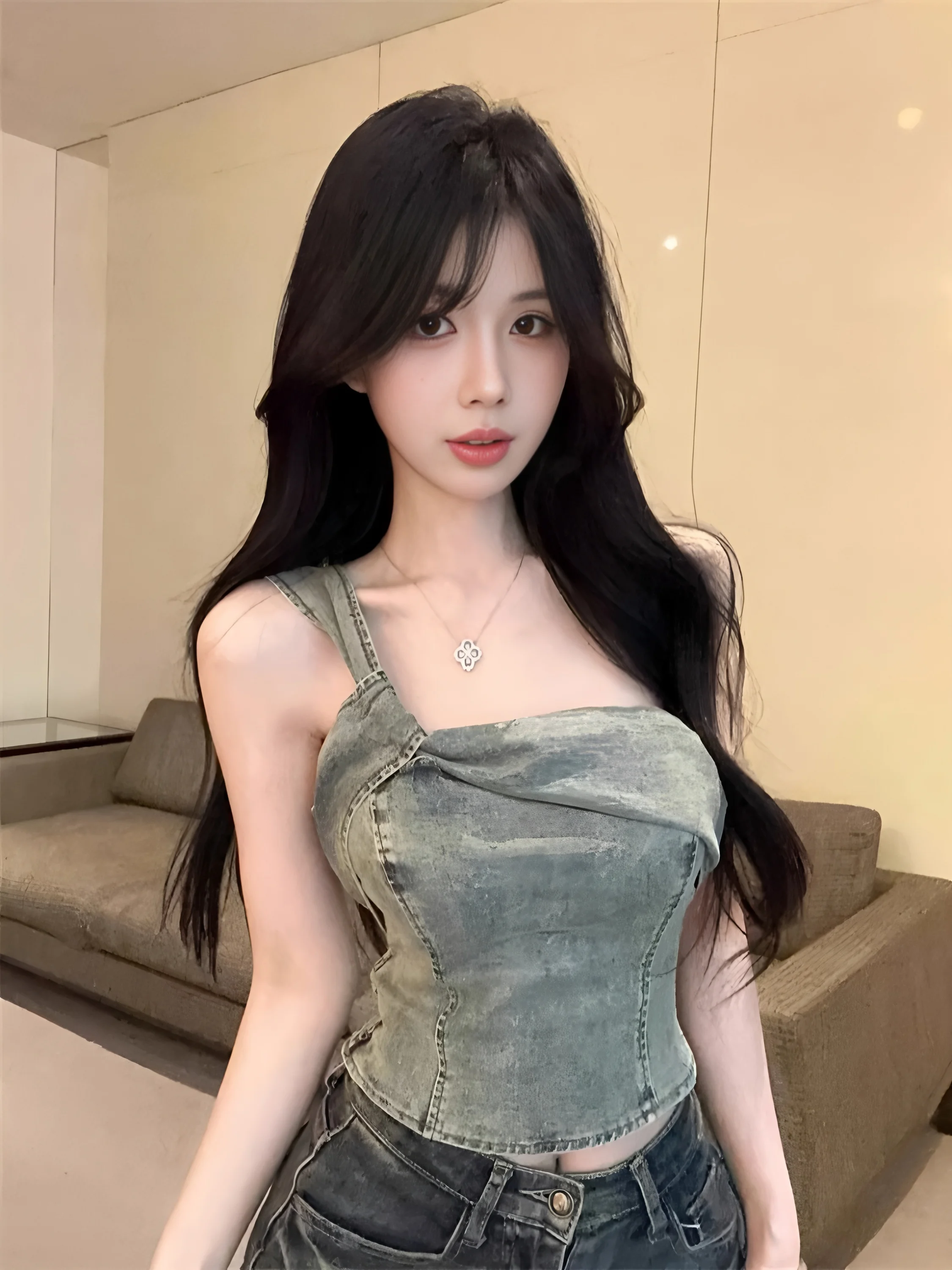 Retro Amerikanische Hohe Taille Denim Strap Weste Frauen Sexy oulderl Tube Top Design Sensation Kleine Outdoor Tragen Baumwolle Mischung