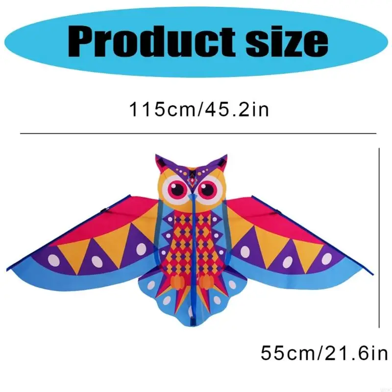 M89C Kites chouette bleu vibrant pour enfants Easy pliable Design Outdoor Play Toy