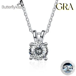 Butterflykiss D Color Moissanite Diamond 925 Sterling Silver Four Claw Pendant Necklace For Women Anniversary Gifts Wholesale