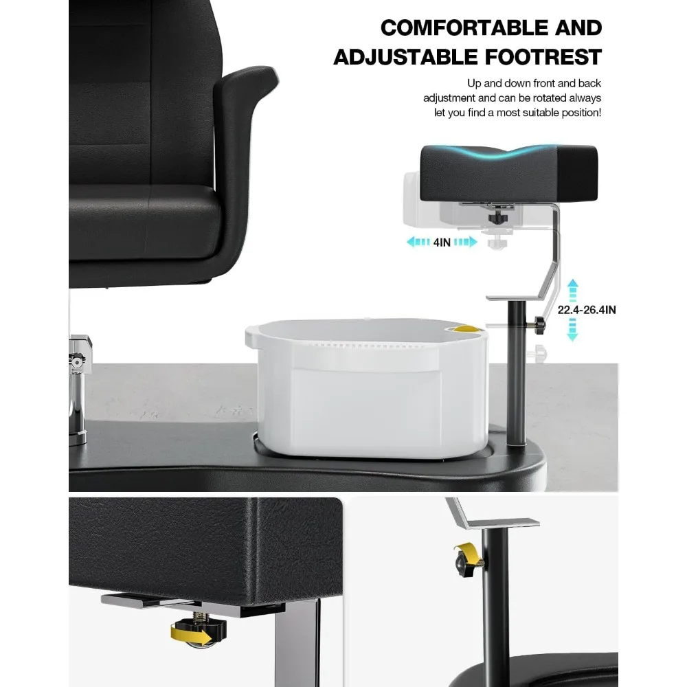 Pedikúra chair.pedicure židle ne instalatérské pro dráp tech, modernizované 360swivel hydraulické dynamický vztlak polohovatelná pedikúra nádraží w/footrest