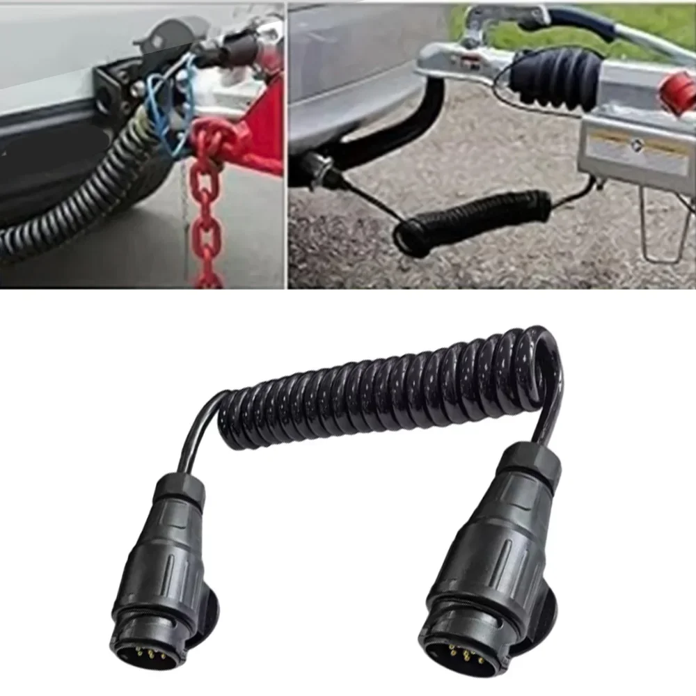 Trailer Extension Cable 13Pin To 13 Pin Connector Plug Adapter Spring Cord For Trailers Connector