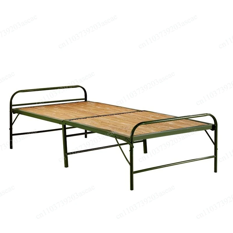 Bamboo mat bed folded in half, siesta bed, two folded bamboo strip iron bed, siesta folding bed