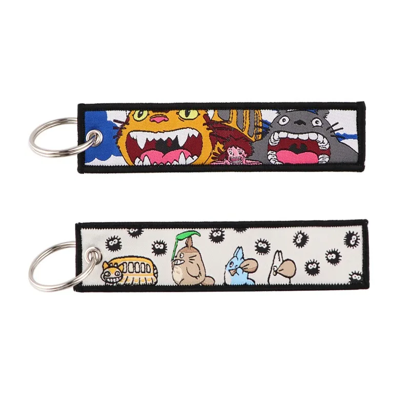 My Neighbor Totoro Double-Sided Digital Printing Keychain Embroidered Edge Woven Label Pendant Bag Hanging Ornament