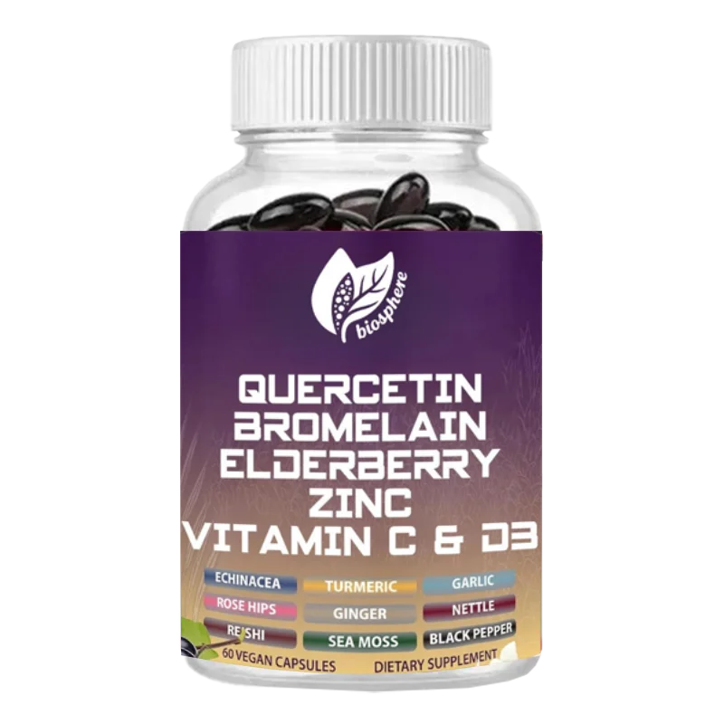 

Кредит и бромеляна, ягоды по эзи, витамин С, D3, и добавки для поддержки цинка. Без ГМО, без глютена, 60 капсул