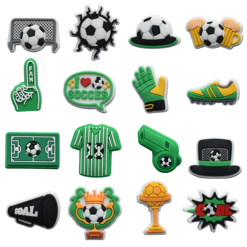 New Arrivals Football Soccer Shoe Charms for Croc Accessories Sandals Shoe Decorations Pins for Kids Women Favor Gift