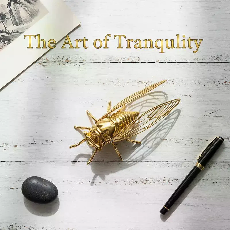 Creative Mini Hollowed Cicada Statue Alloy Animal Figurine Desktop Ornament for Home Entryway Table Decor