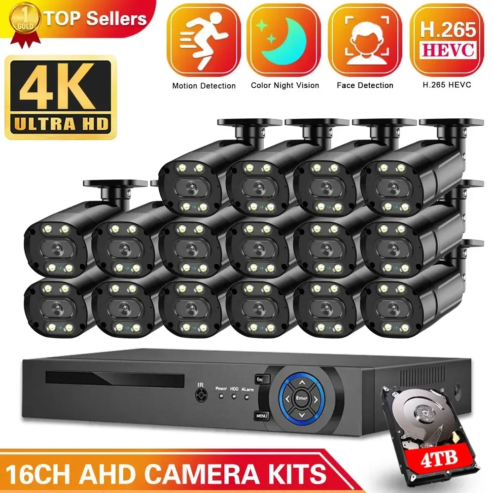 

4K 16CH AHD DVR Security Camera System 8MP HD Camera IP66 Waterproof Full Color Night Vision CCTV Video Surveillance Camera Kit