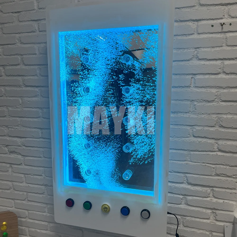 Sensory Water Bubble Tube Wall Panel LED Light Color Changing Acrylic Wall Bubble Panel Sensory Toys for Autistic Children