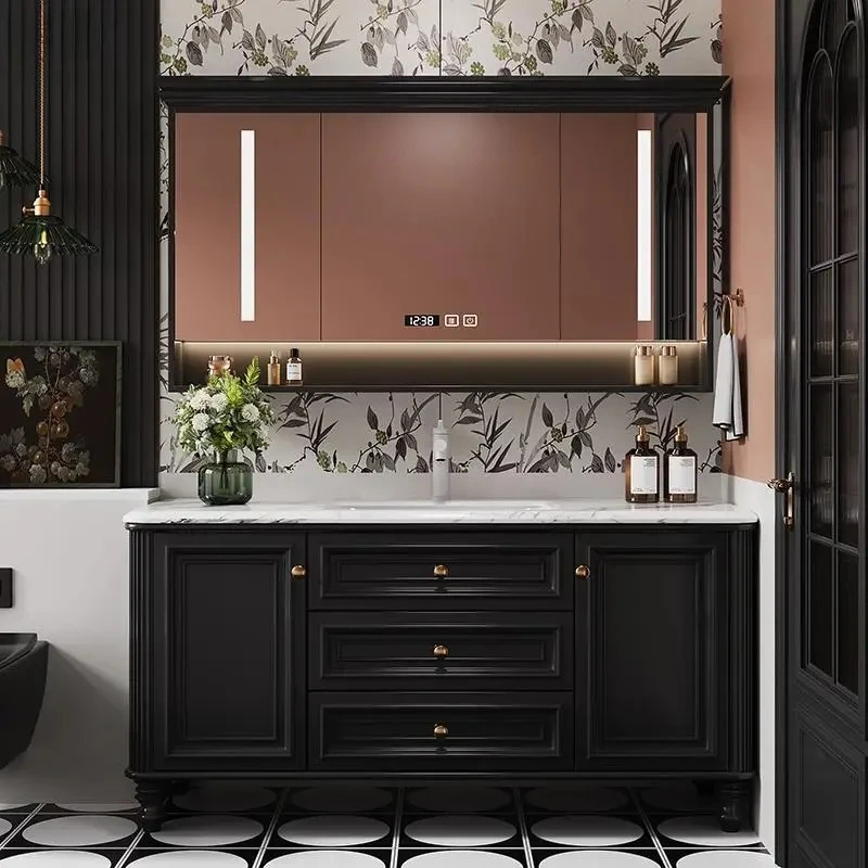

bathroom cabinet combination bathroom washbasin rock slab integrated wash basin light luxury washstand
