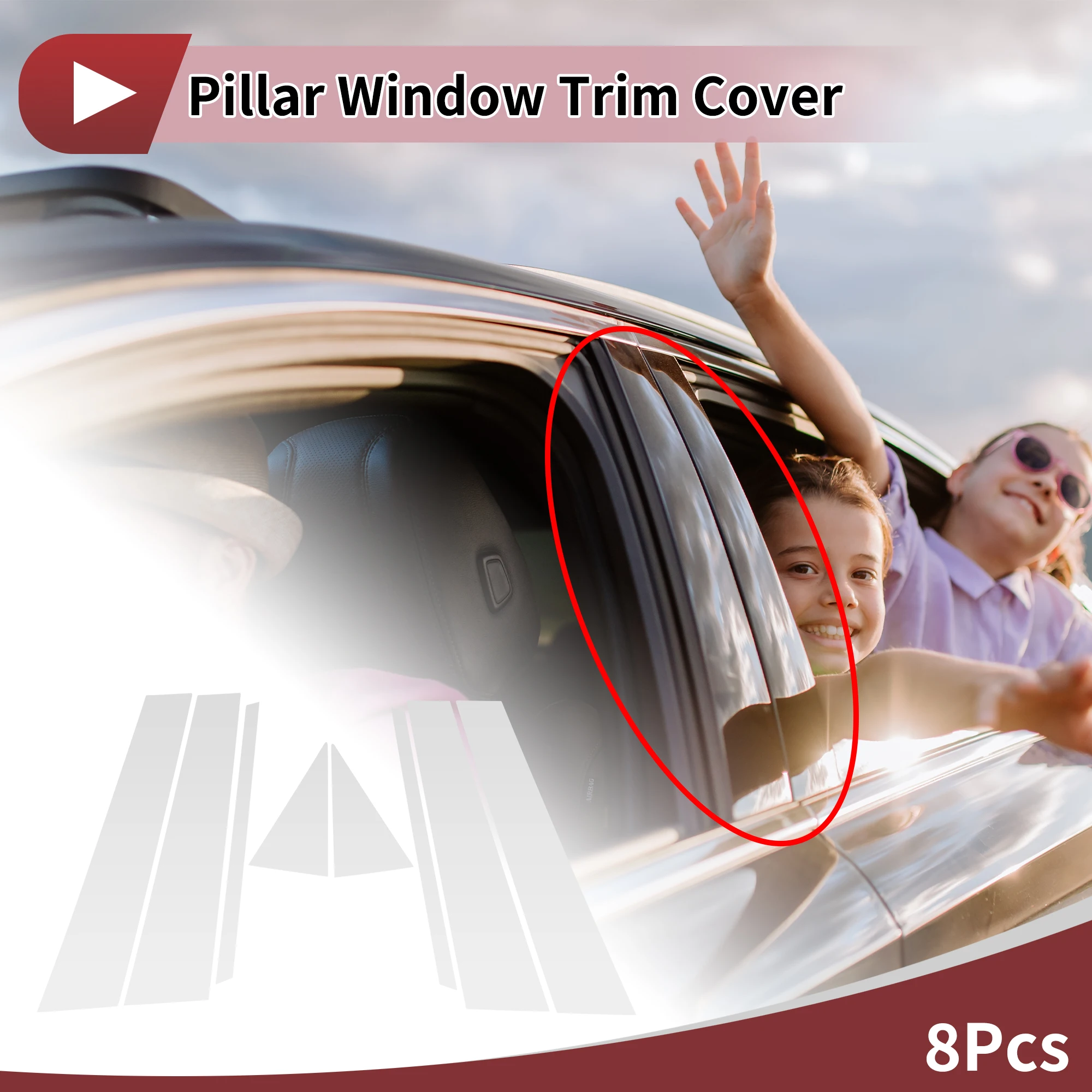 

UXCELL передняя задняя левая и правая дверная стойка, оконная накладка для Volkswagen Taos 2011-2022 8 шт.