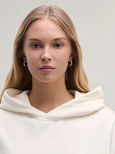 Mole f casual soltinho com capuz, estilo ombro caído, manga crida, fce, confortável, respirável, aodão e po...