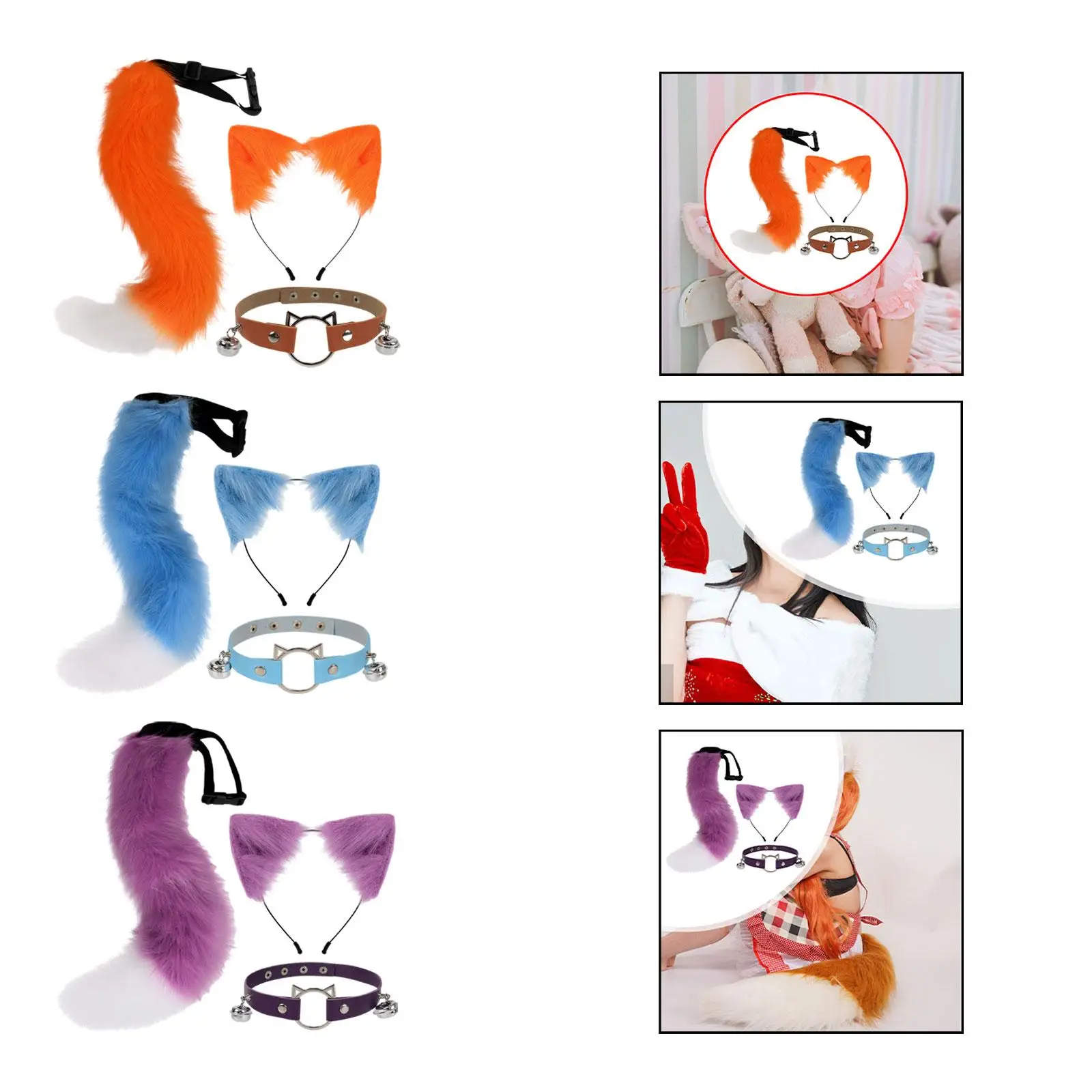 Kattenoren en staartset Cosplay Kinderen Volwassenen Decoratie Haarhoepel Kat Lange staart voor