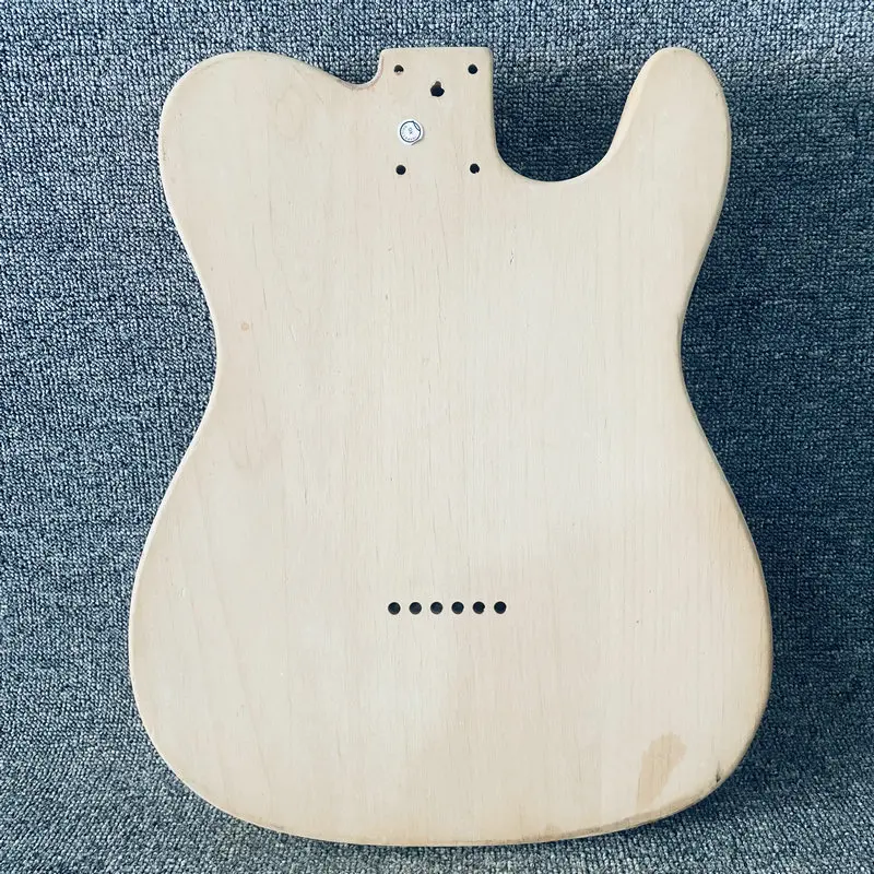 EB153 Left Hand Tele Electric Guitar Unfinished TL Guitar Body in Solid Wood No Paints with Damages for Replace and DIY