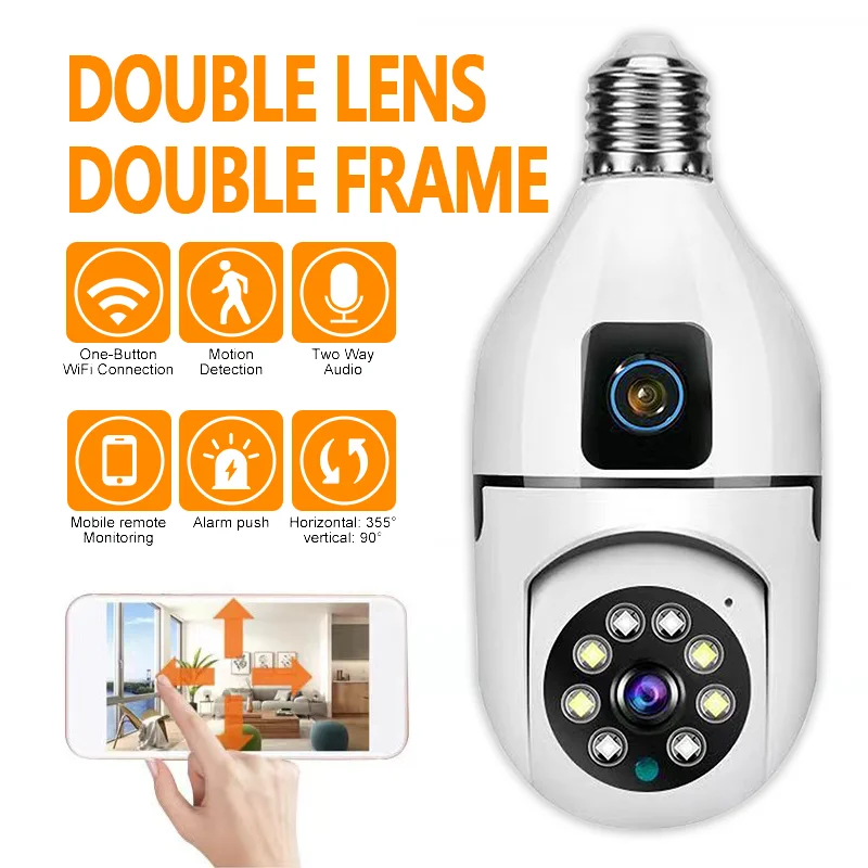 4MP Light Bulb Security Camera 2.4G,PTZ 360° Panoramic Cameras Wireless Indoor Outdoor,1080P WiFi Dual Band Home Surveillance Do