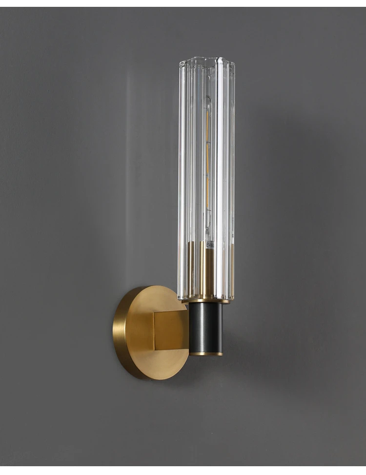 Clear Crystal LED Wall Sconces Brass