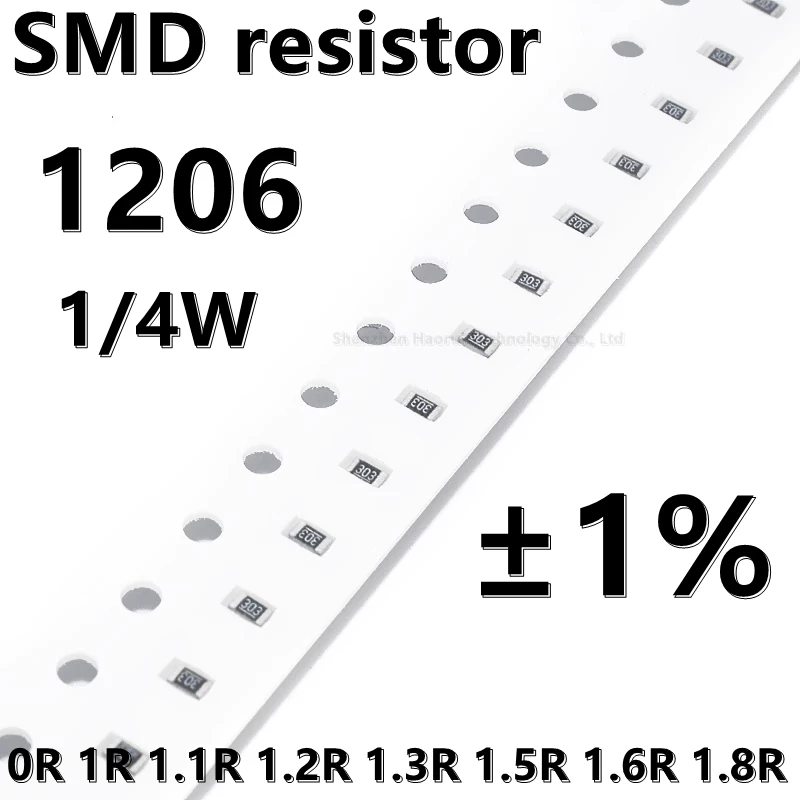 مقاوم SMD ، مقاوم ، 0R ، 1R ، 1.1R ، 1.2R ، 1.3R ، 1.5R ، 1.6R ، 1.8R ، 1/4W ، جودة عالية ،