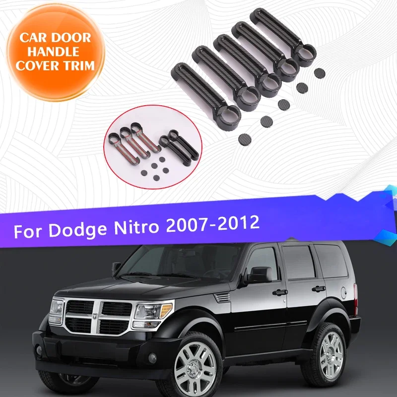 For Dodge Nitro 2007~2012 Car Door Handle Cover Trim Scratch Protector Set ABS Chromium Styling Car Accessories Exterior Parts