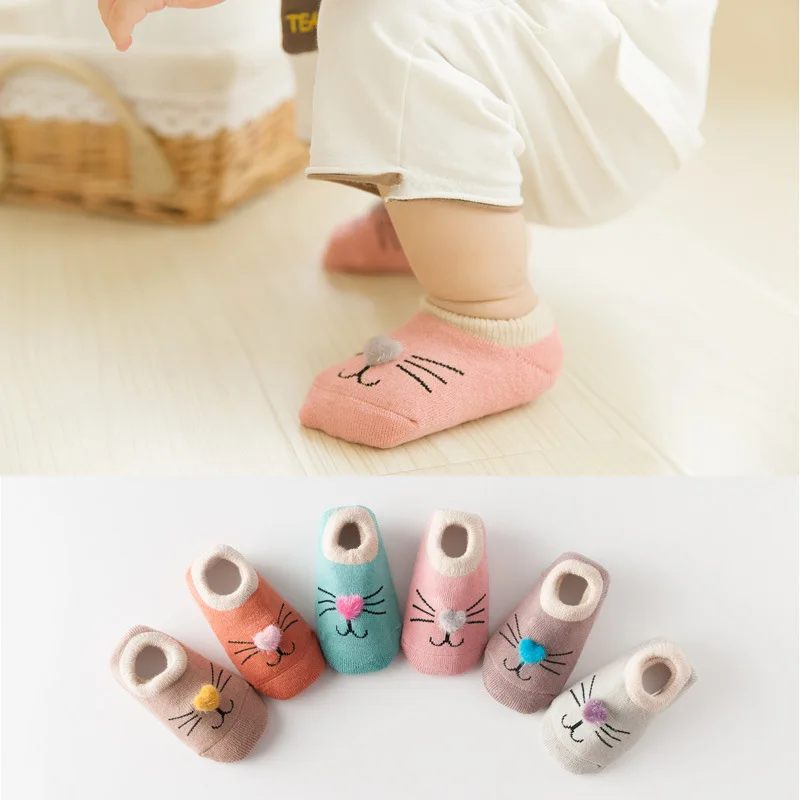 Winter Baby Boys Girls Socks Rubber Soles Slip-resistant Floor Socks Cartoon Infant Kids Cotton Animal Thicken Warm Shoe Socks