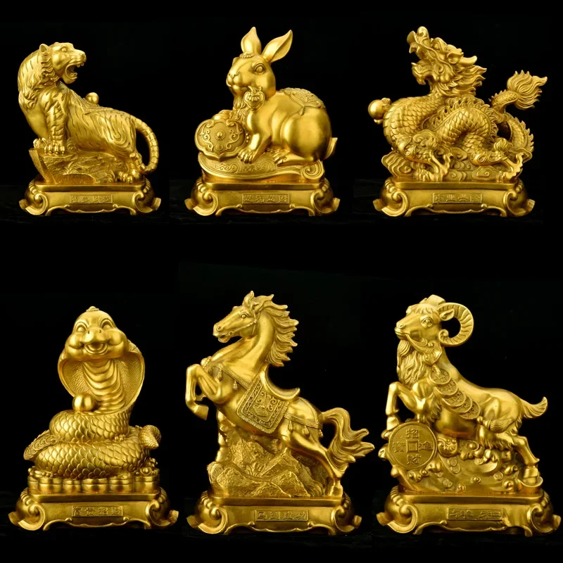 All Bronze Zodiac Ornaments Rat Ox Tiger Rabbit Dragon Snake Horse Sheep Monkey Chicken Dog Pig Handicrafts Ornaments Decoracion