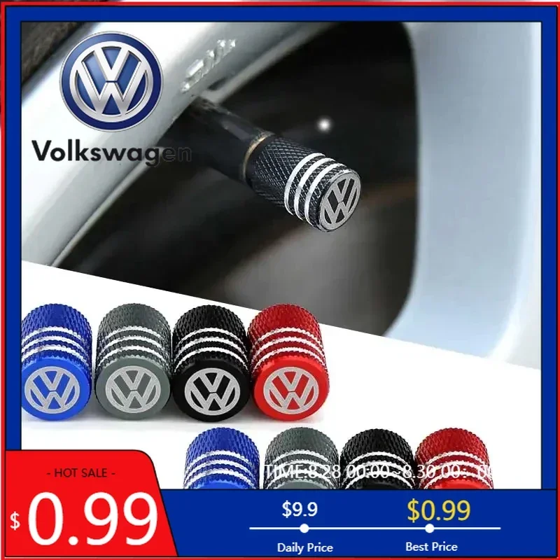 VW 2026 Novedad: 4 tapas de válvula para neumáticos de coche, cubiertas de vástago de llanta para Volkswagen Rline Golf GTI Bora Passat Jetta Beetle Tiguan Sc