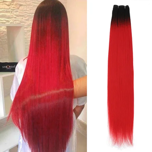 Imagen 1 del producto Mechones de pelo liso de proteína biológica de 24-32 pulgadas, tejido de pelo suave naranja de alta temperatura, 150g, 200g, marrón ombré M888