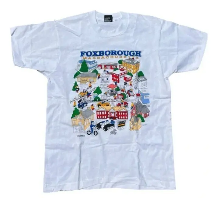 

Футболка с мультяшным городом Foxboro Massachusetts 90-х годов
