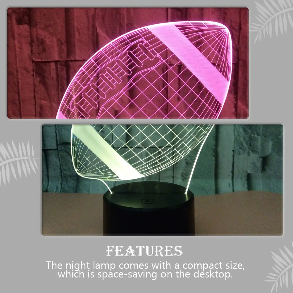 1Set Led Small Table Lamp 3D Rugby Lighting Effect Change Night Light For Bedroom Desktop Decor Party Indoor Use