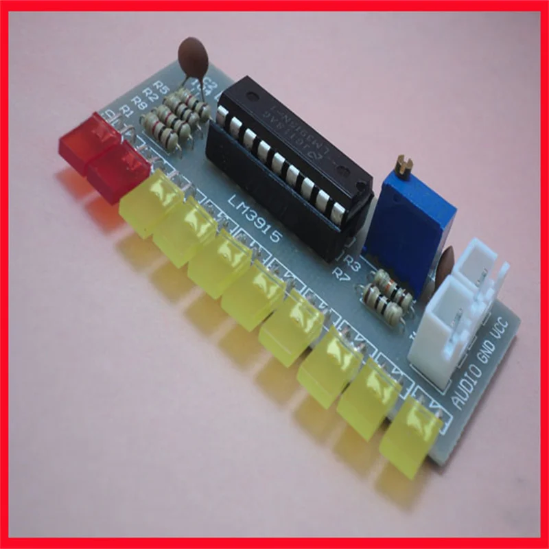 LM3915 Fun 10 Band Audio Level Indicator Kit/Loose  Light Blank Board Finished Product