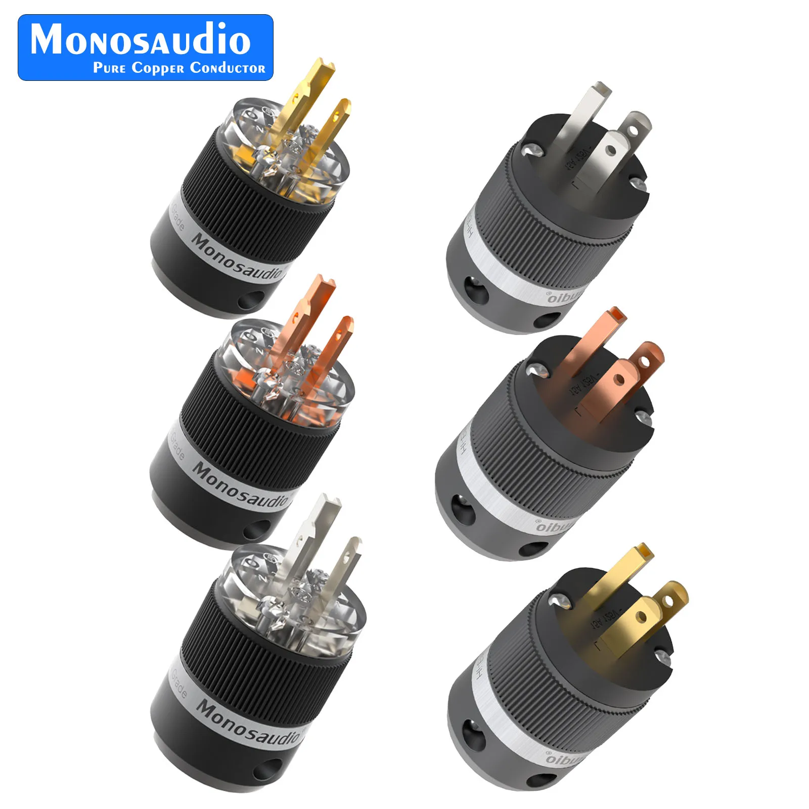 

Monosaudio M100/F100 Pure Copper Rhodium plated US Mains AC Electric Power Plug Cable Cord Connector HIFI DIY AC 125V 15A