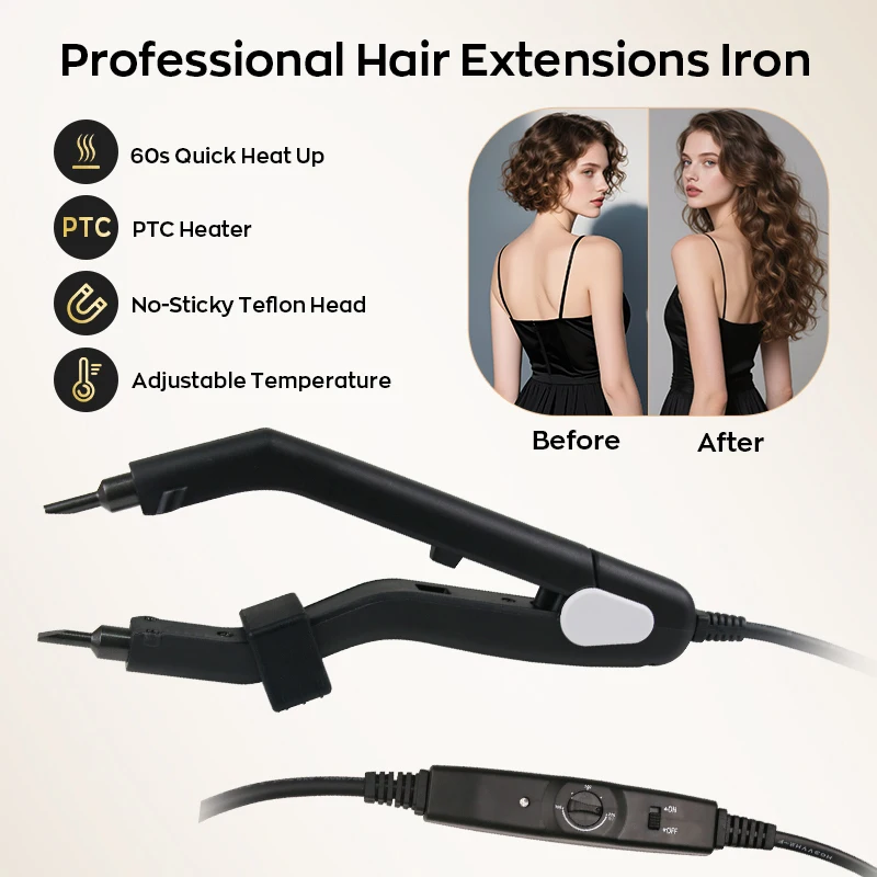 

Hair Extensions Iron with Adjustable Temperature PTC Heater Fast Bonding & Melting for Fashion-Conscious Women DIY Hair Experts