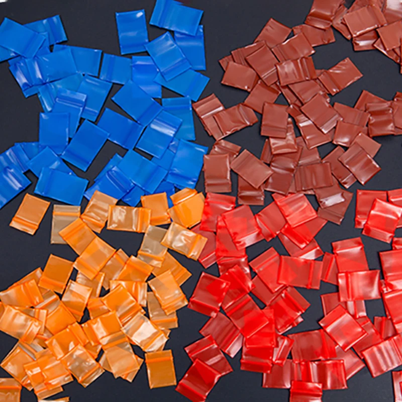 TETP 100 Stück rot/schwarz/blau/orange verdickte Druckverschlussbeutel, Knopf, Münze, kleiner Schmuck, Einzelhandel, Zubehör, Aufbewahrung,