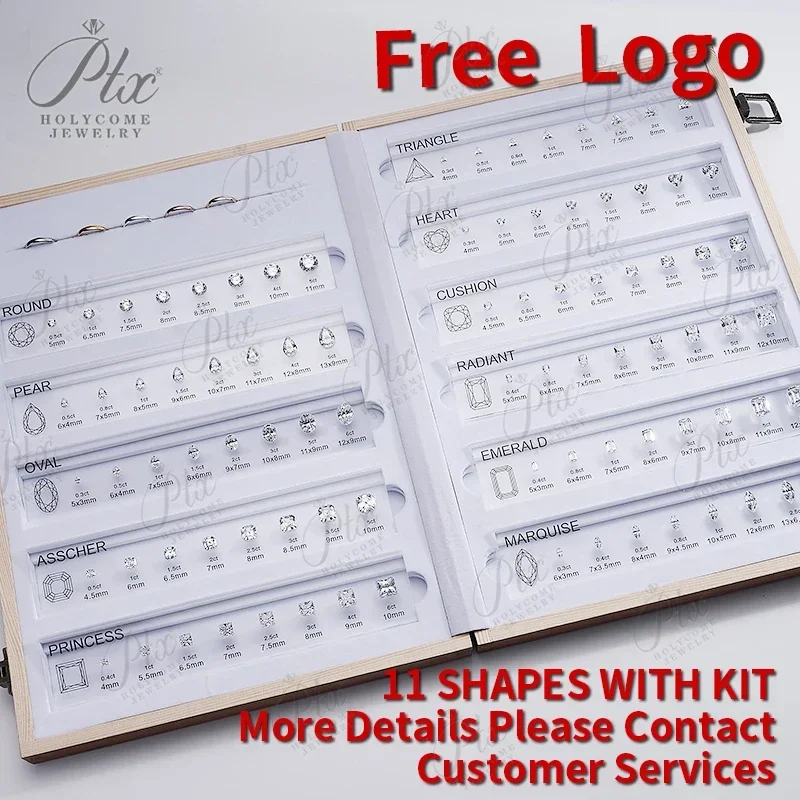 Free customized logo Cubic Zirconia Customize Comparison Chart Set Ring Size Reference All Shape Gemstone for Jewelry Making