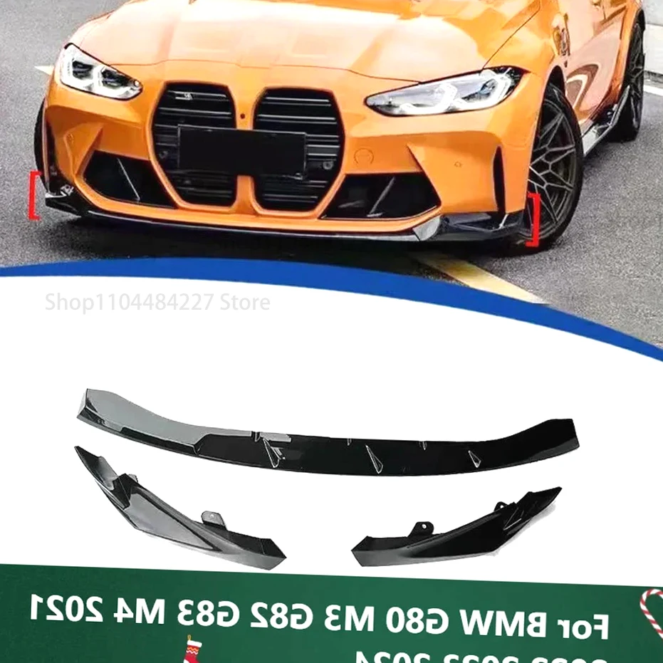 

Front Bumper Spoiler Lip Fiber Look/Gloss Black Lower Splitter Protect Kit For BMW G80 M3 G82 G83 M4 2021 2022 2023 2024 Car