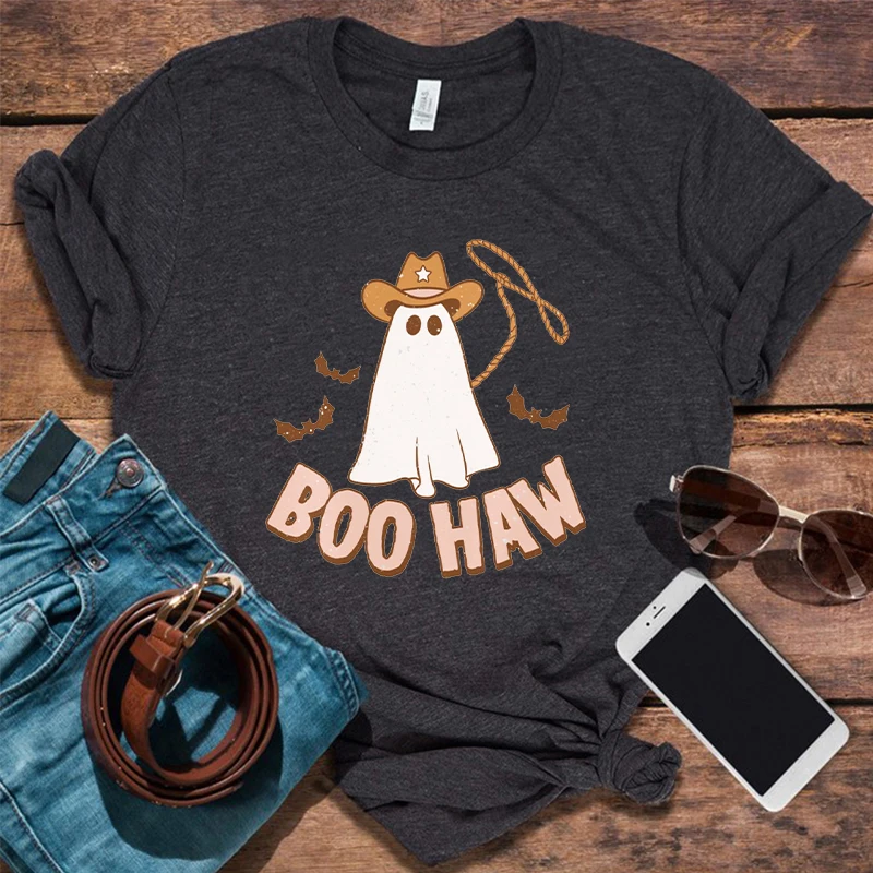 Halloween Shirt Fall Cowgirl Ghost Tshirt Cute Ghost Shirts Boo Ghost T-shirt Retro Ghost Tee Halloween Party Vintage Clothes M