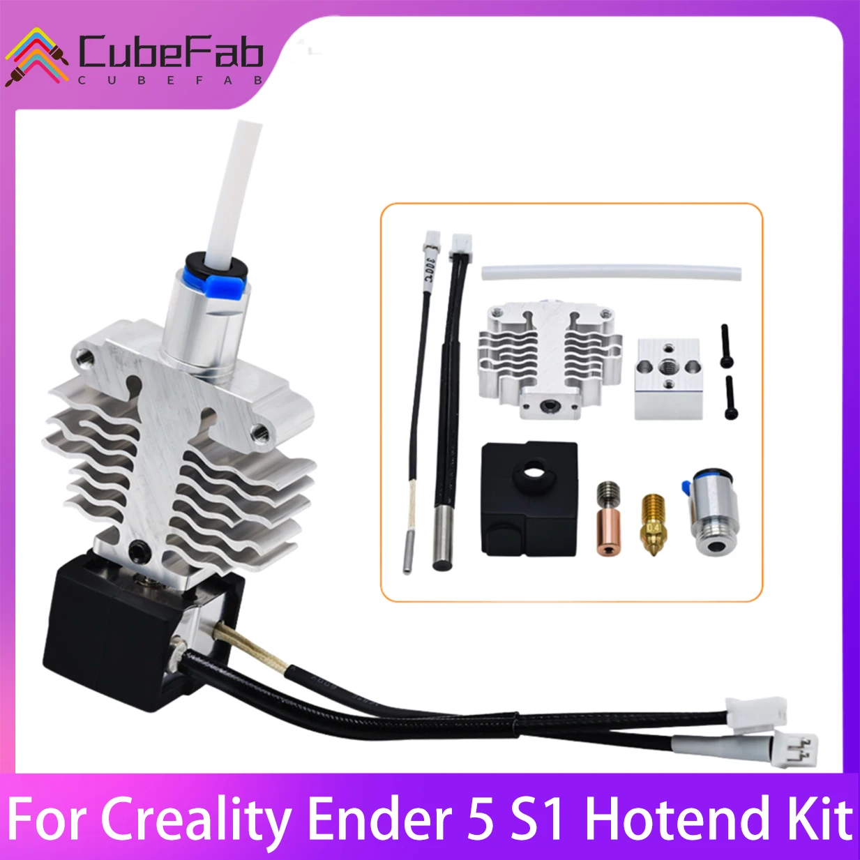 

Комплект Hotend Ender-5 S1 для 3d-принтера CREALITY Ender-5 S1, комплект Hotend, детали 3d-принтера, сопло 0,4 мм, собранный комплект экструдера Hot End