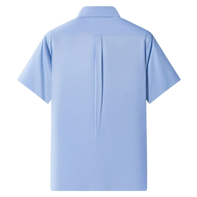 Men Slim Fit Camisa Social Business Anti-Wrinkle Men Shirts Short Sleeves Dress Shirts Blouse Pocket White Shirt 6XL 7XL
