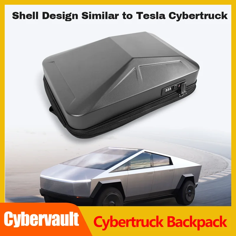 Cybertruck Shaped Backpack Hardshell Bag with USB Charging Port Anti-Theft Waterproof Outdoor Travel Pack Cybervault for Tesla