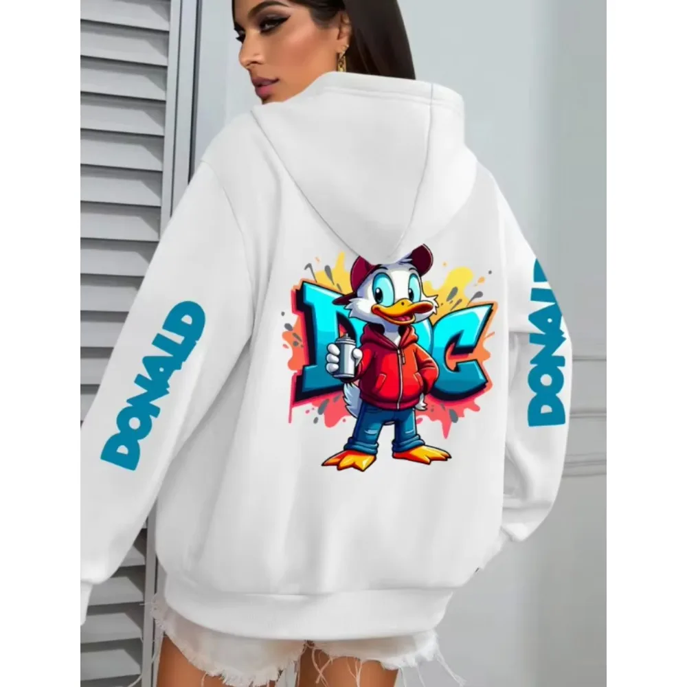 2025 outono/inverno nova disney pato donald colaboração legal hoodies com capuz solto versátil casual jovem e energético ‌