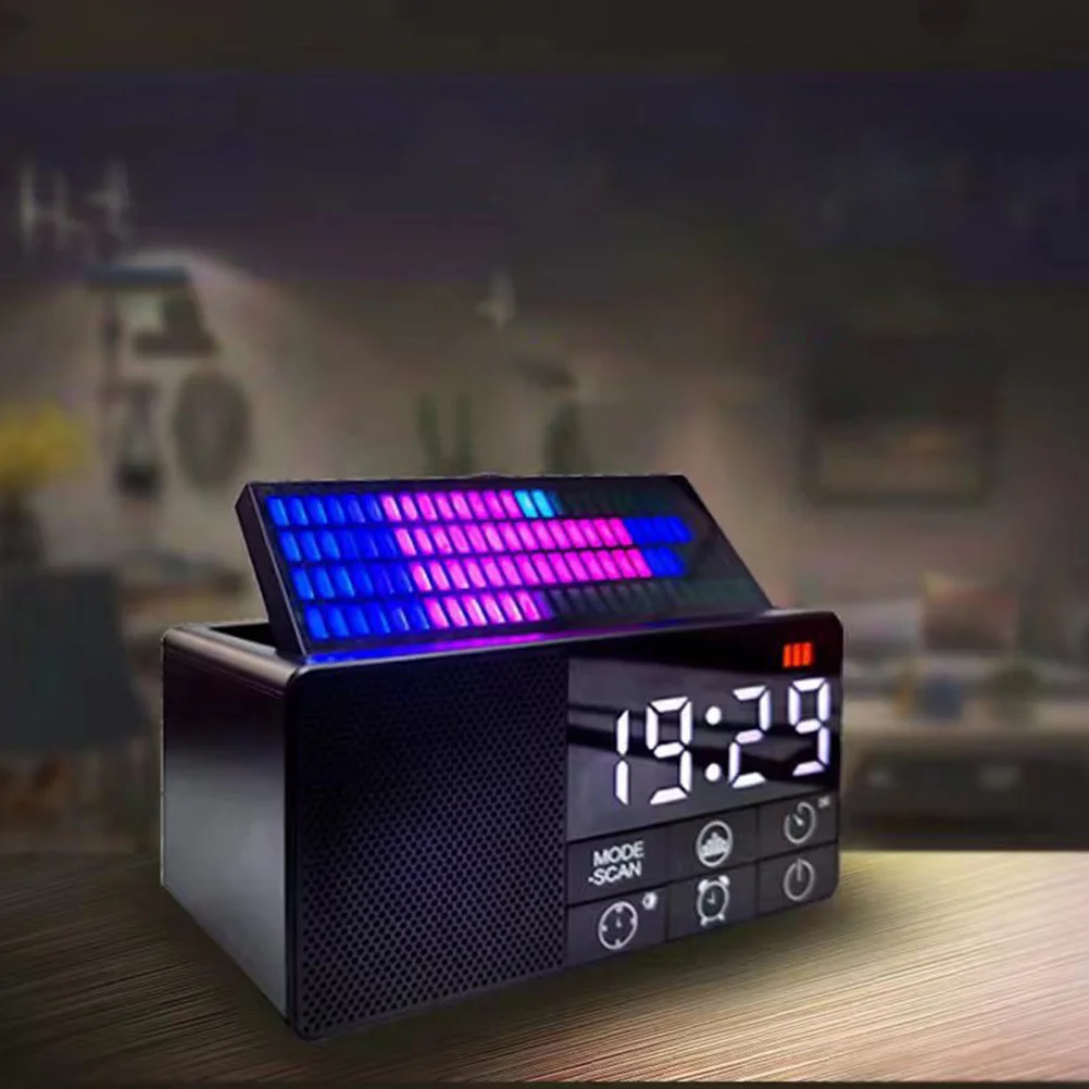 

Wireless Speaker Clock Retro Square Design Digital Alarm Radio Music Player Room Decor Vintage Style