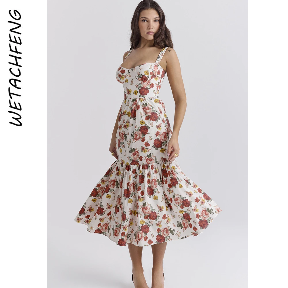 Vintage Elegante Maxi Bloemen Boho Jurken Vrouwen Zomer Sexy A-Lijn Bloem Cake Slip Jurk Feest Strand Avond Vakantie Lange Jurk