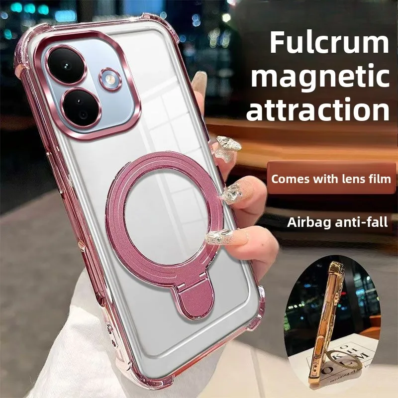 For Redmi Note 17 Pro Max Note 15 Pro+ 4G 5G Global Case Folding Bracket Electroplated Frame Drop-proof Skin-friendly TPU Cover