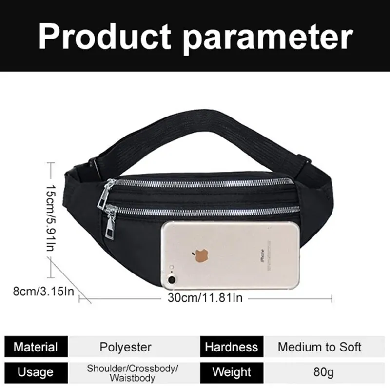 Women\'s Sports Waist Bag Waterproof Mobile Phone Bag Mens Fashionable Large Capacity Diagonal Chest Bag