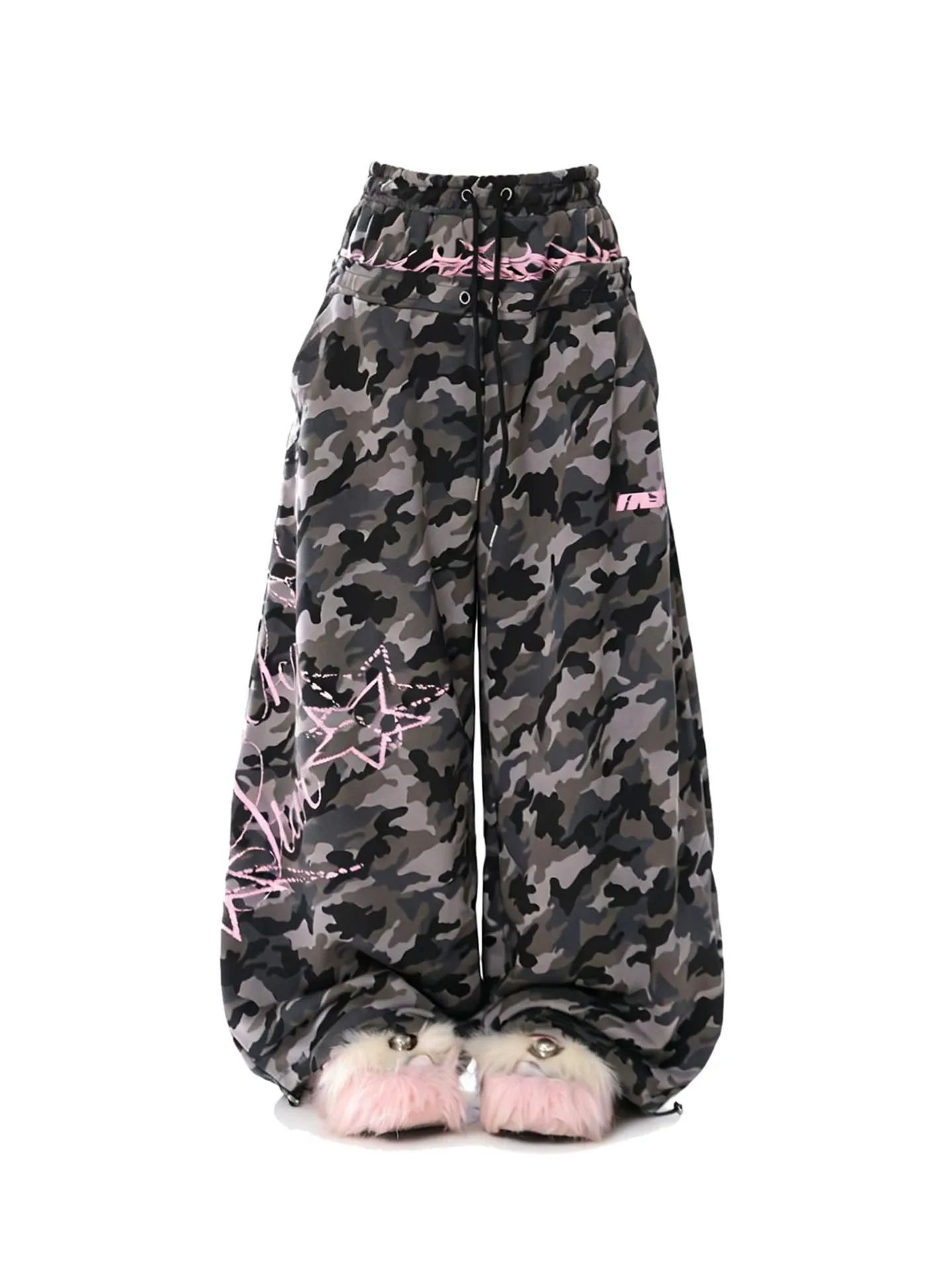 

Retro American Camouflage Wide Leg Casual Pants Women's Autumn Summer Loose Street Dance Draping Loose Comfortable Trousers