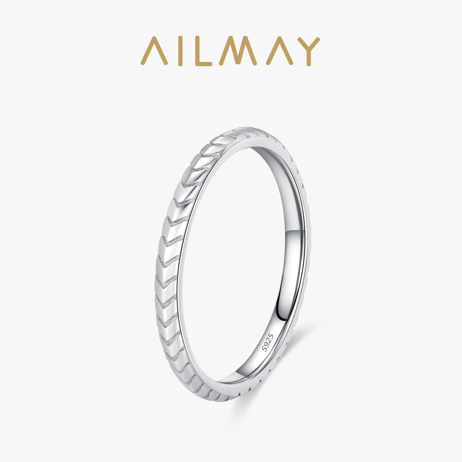 Ailmay Simple 925 Sterling Silver Arrow Stackable Ring Suitable For Women's Daily Wear, Parties, And Gift Giving